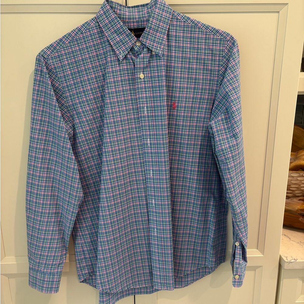 Ralph Lauren Blue and Pink Casual Button Down Shirt